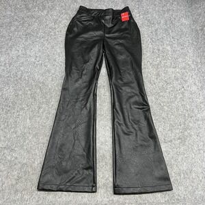 Spanx Pants Womens Large Black Leather Like Flare Pull On Shaping Dress Work